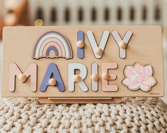 Wooden Toys For Toddler Personalized Baby 1st Birthday Girl Custom Puzzle Baby Educational Toys Montessori Toddler Jigsaw Puzzle Baby Boy