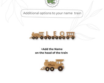 Tren de madera personalizado con nombre para bautizo