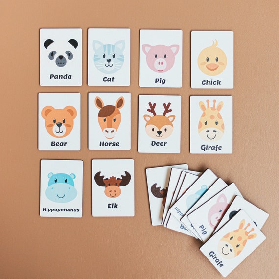 Juego de memoria para niños de 2 años, con cartas de animales