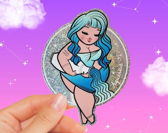 ADESIVO ACQUARIO Zodiaco - Sexyfation, adesivo donna Acquario, adesivo zodiacale Segno oroscopo, Ragazza Acquario, adesivo astrologia, Body Positive
