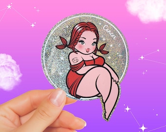 Cancer Zodiac Girl Sticker: Body Positive Vinyl Astrology Decal