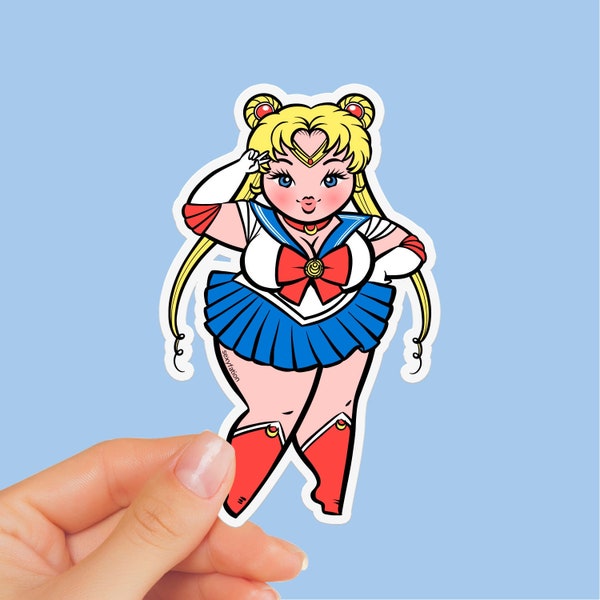 SAILOR MOON STICKER - Anime sticker, Curvy Sailor Moon Sticker, Fat Cartoon, Body Positive Sticker, Waterproof Vinyl Sticker, Sexyfation art