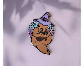 SEXYFATION ENAMEL PIN - witch enamel pin - black cat pin - fat witch pin - halloween pin - black fat - black witch pin - body positive pin