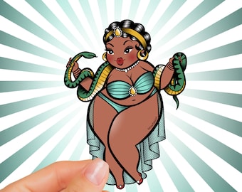 Vintage Circus Snake Charmer Magnet: Body Positive Art