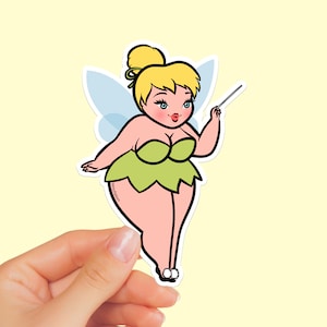 TINKER BELL STICKER - Sexyfation, Fairy Sticker, Fat fairy sticker, Fat Disney Princess, laptop sticker, cute sticker, body positive sticker