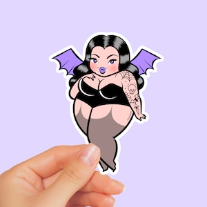 OPHELIA STICKER - Sexyfation, vampire sticker, spooky sticker, halloween sticker, wicca sticker, fat pin up, body positive gift, chubby vamp