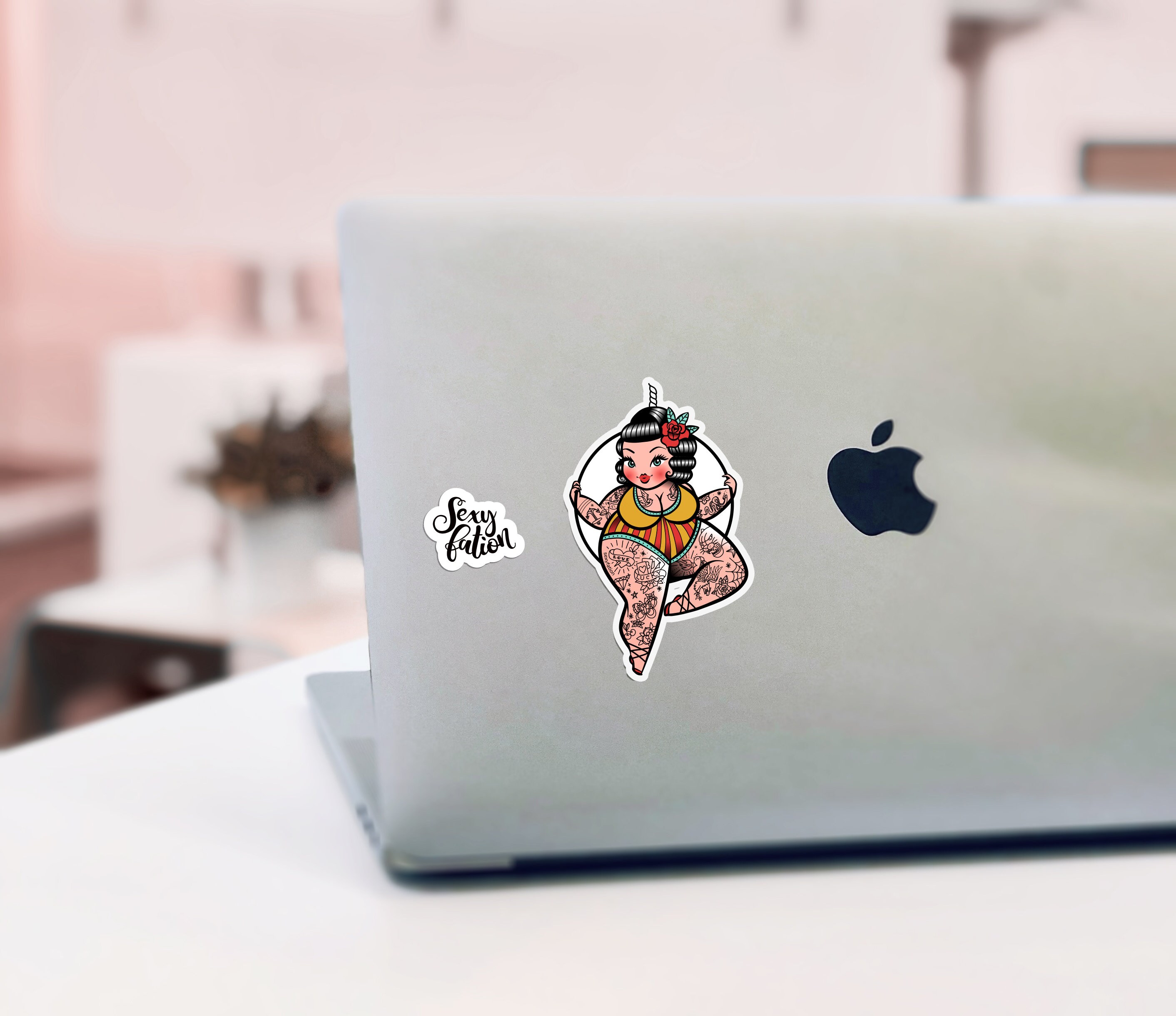 Vintage Circus Sticker: Plus Size Tattooed Acrobat, Waterproof Vinyl ...