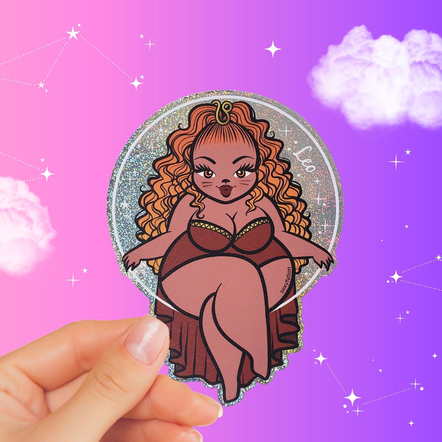 LEO STICKER Zodiac - Sexyfation, Leo woman sticker, Zodiac sticker Horoscope Sign, Leo Girl, Astrology sticker, Leo Art, Holographic Sticker
