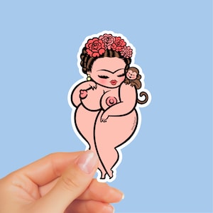 FRIDA STICKER - Sexyfation, feminist sticker, cute sticker, bopo, pin up sticker, body positive, frida decal