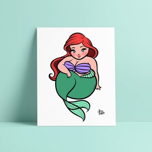 Ariel Art Print: Fat Mermaid Body Positive Cartoon - Etsy