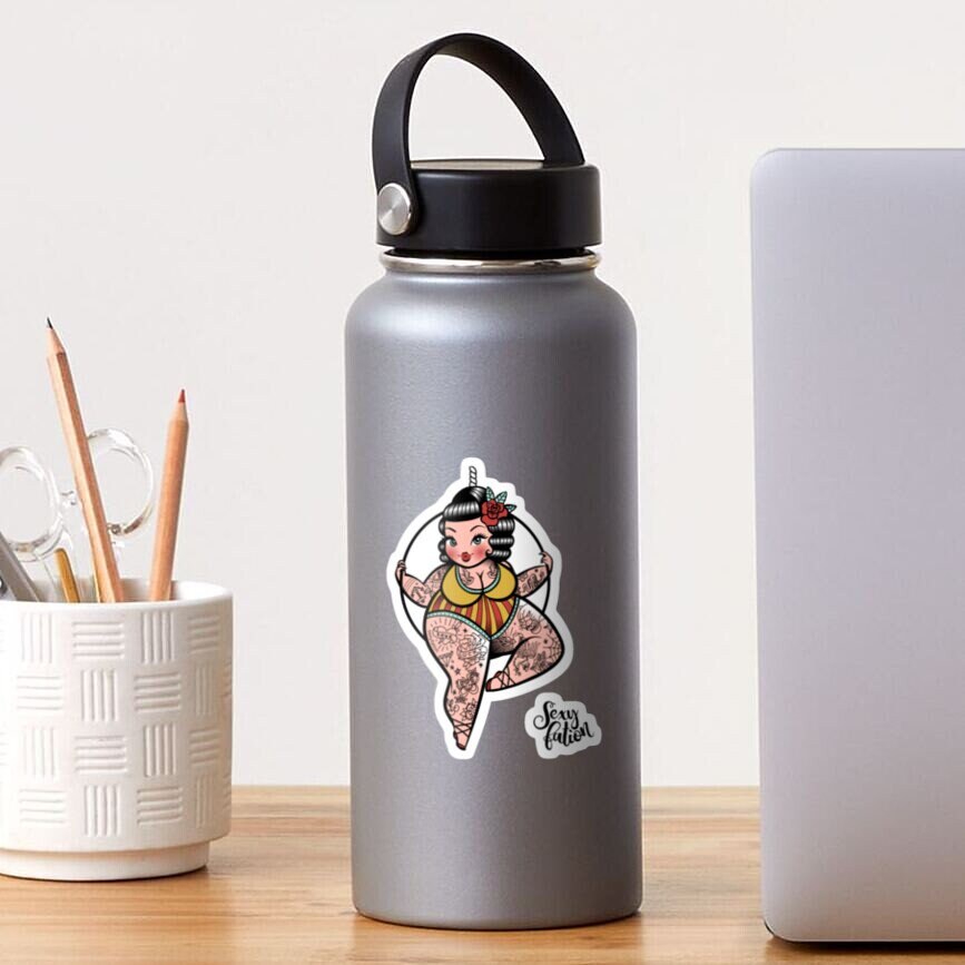 Vintage Circus Sticker: Plus Size Tattooed Acrobat, Waterproof Vinyl ...