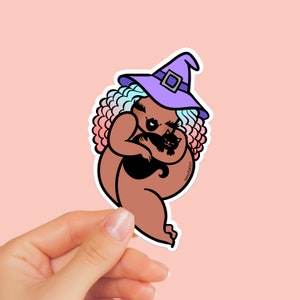 URSULA STICKER - Sexyfation, witch sticker, laptop sticker, cute sticker, body positive sticker, halloween sticker, wicca, black witch