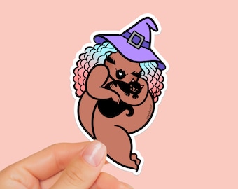 URSULA STICKER - Sexyfation, witch sticker, laptop sticker, cute sticker, body positive sticker, halloween sticker, wicca, black witch