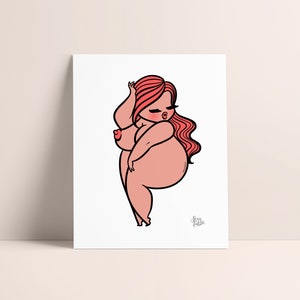 Body Positive Art Print - Fat Pin Up - Rockabilly illustration, Pin Up doll, Sexyfation, Feminist Art, Tattoed Girl Art, Pin Up Poster, bopo