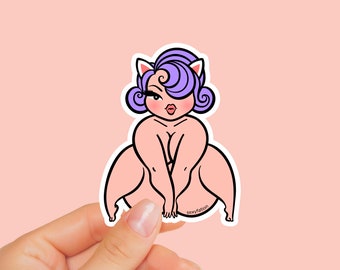 KITTY STICKER - Sexyfation, girl power sticker, laptop sticker, cute sticker, body positive sticker, decal, vinyl sticker, pin up sticker