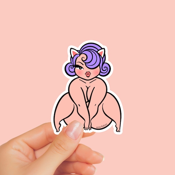 KITTY STICKER - Sexyfation, girl power sticker, laptop sticker, cute sticker, body positive sticker, decal, vinyl sticker, pin up sticker