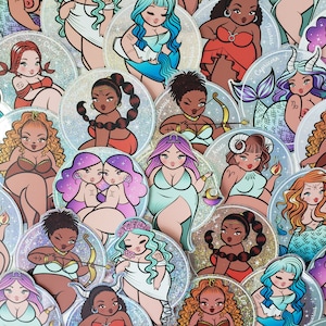 ZODIAC STICKER PACK - Zodiac sticker, Zodiac Serie, Horoscope Sign, Zodiac Girl, Astrology sticker, Body Positive Art, Bopo art, Sexyfation