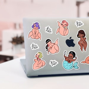 STICKERPACKUNG! Body Positive Geschenk, süße Aufkleber, Girl Power Aufkleber, Laptop Aufkleber, feministische Aufkleber, Pin-Up Aufkleber, Bombe, Geschenk