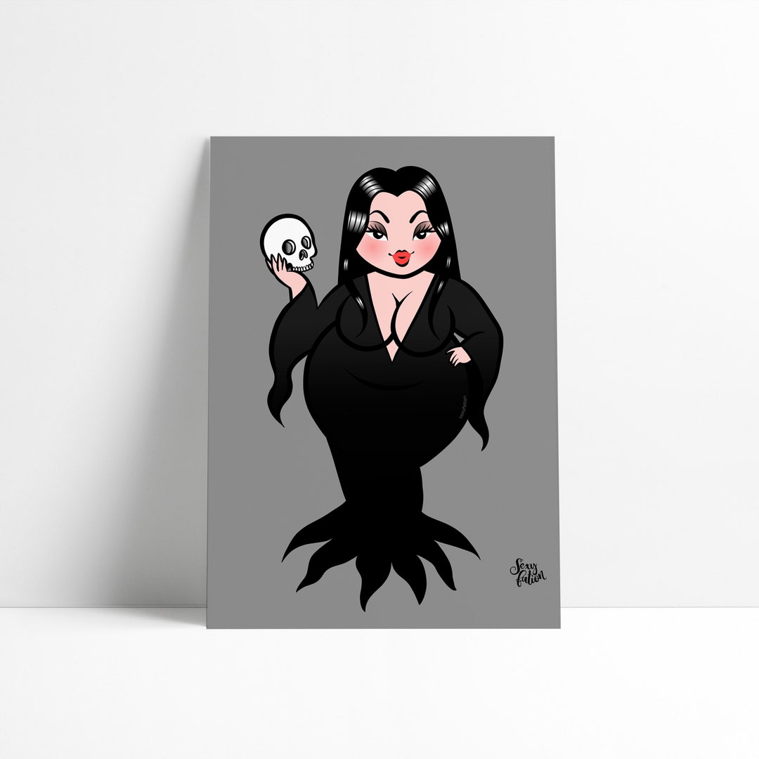 MORTICIA ART PRINT, Halloween Pin up Art Print, Spooky Pin up Print, Witch Art Print, Fat Morticia, Body Positive Art, Plus Size Art - Etsy Australia