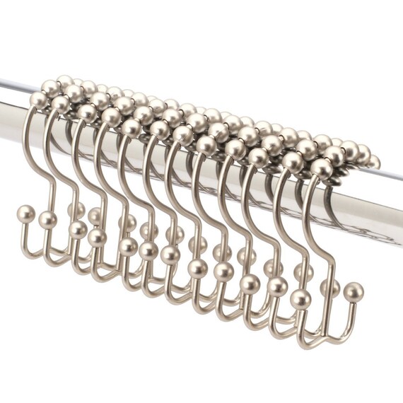 Shower Curtain Hooks Brushed Nickel Rollerball Shower Etsy