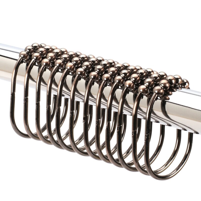 Shower Curtain Hooks Oil Rubbed Bronze Wide Rollerball Rings Rust Free Premium Quality Set Of 12