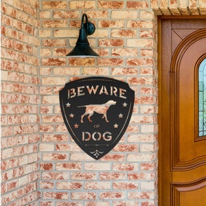 Beware of Dog Metal Sign, Guard Dog on Premises, Warning Steel Yard Sign