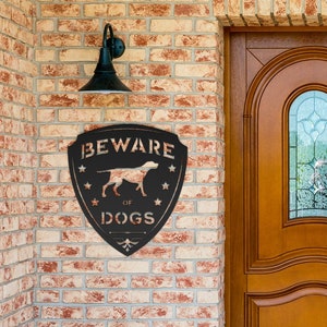 Beware of Dogs Metal Sign, Guard Dog on Premises, Warning Steel Yard Sign