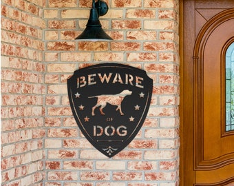 Beware of Dog Metal Sign: Guard Dog on Premises, Steel Yard Art