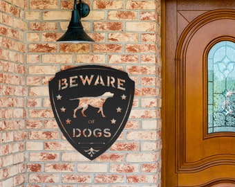 Beware of Dogs Metal Sign, Guard Dog on Premises, Warning Steel Yard Sign