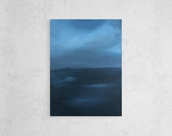 Minimal Ocean | 30x40cm Acrylic on Stretched Canvas | Original Abstract Seascape Ocean Landscape, Minimalistic Atmospheric Painting