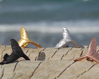 Whale tail earrings / Sterling silver / Four colors /  / Ocean jewerly /  Black-Pink-Yellow-White / Gift for her gift for sea lovers