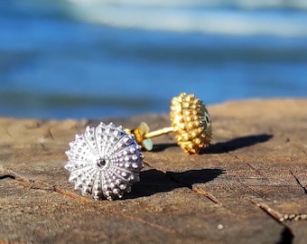 Sea urchin earrimgs /Danngle earrings or on the ear / Sterling silver / Four colors / Ocean jewerly / Gift for sea lovers /