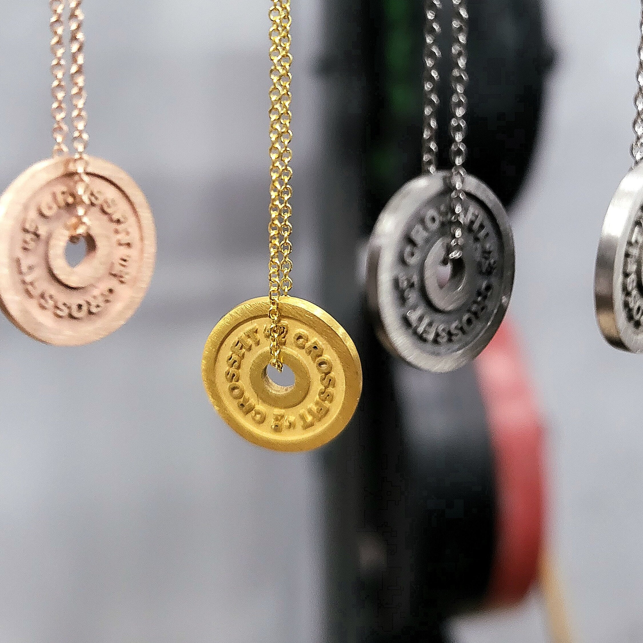 Crossfitl necklace / Sterling silver / Carbon-Gold-Pink-Silver /  Gift for her / Crossfit gift / Silver Chain adjustable  16,5 -17,7 inchs