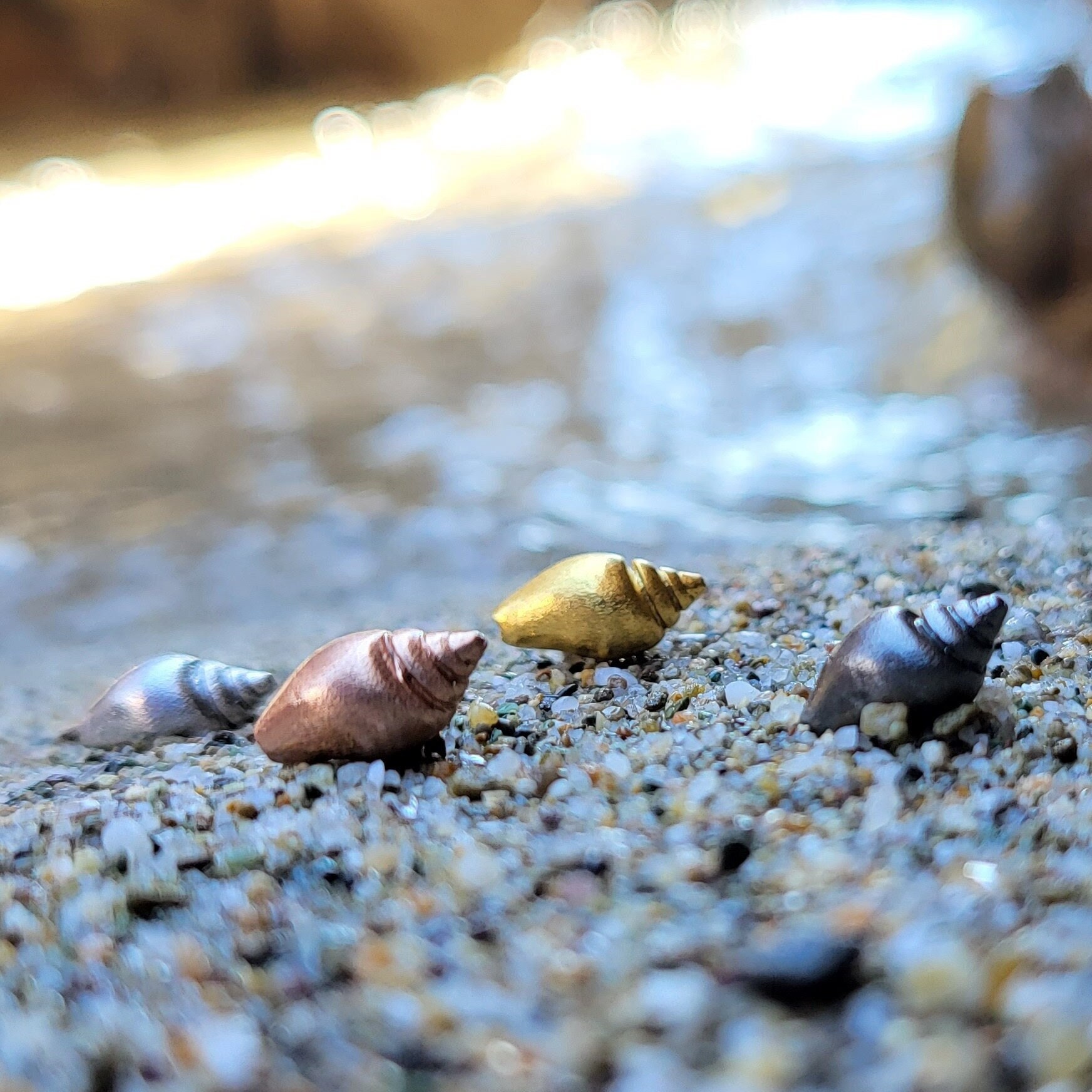 Seashell earrings / Sterling silver/ Gift for sea lover / Rose gold-Gold-Silver-Carbon/ Beach shells fom creta greece