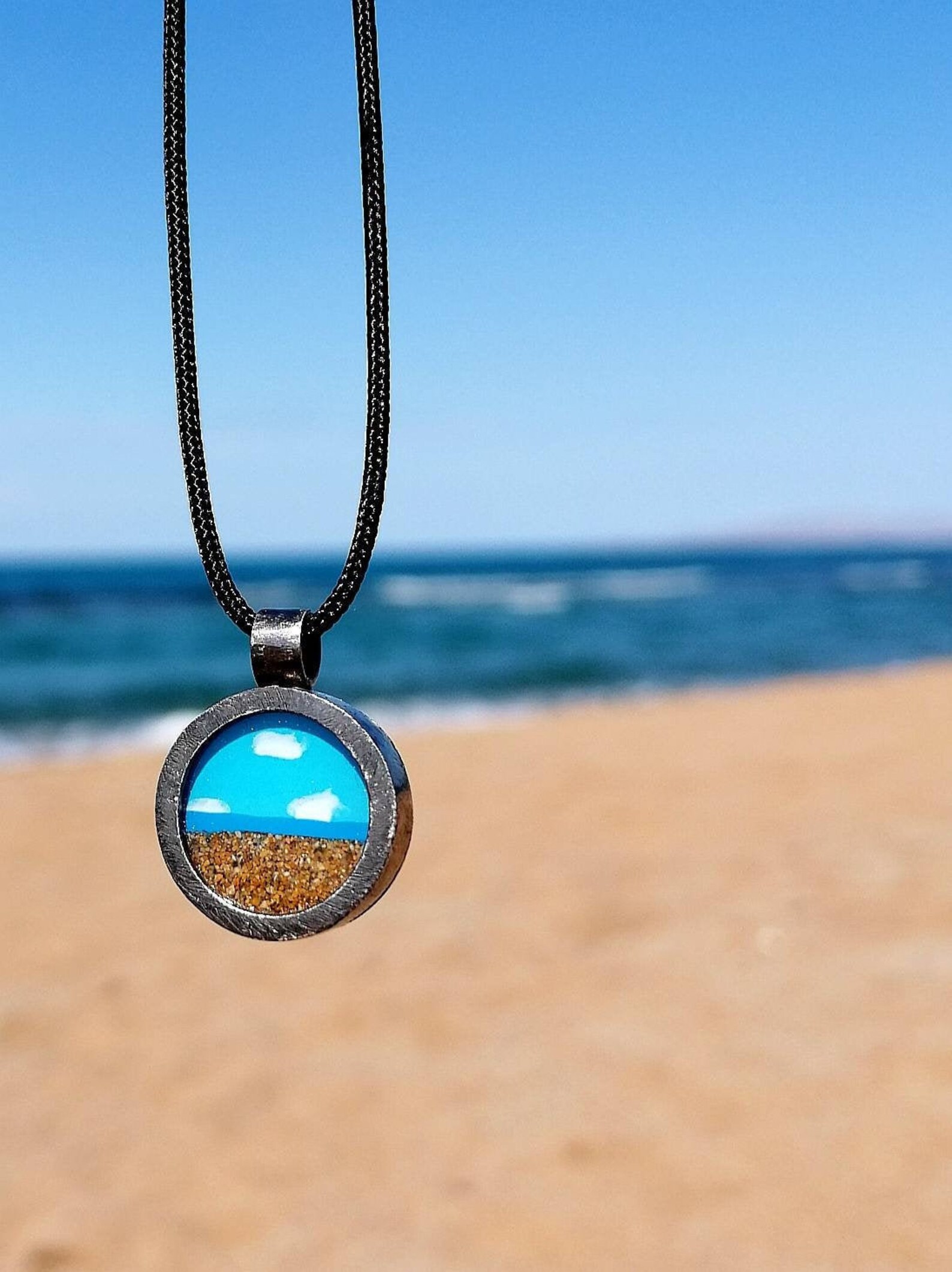 Surf Necklace / Sterling Silver/ Carbon Color/ for Surf a Sea Etsy