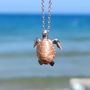 Turtles necklace Sterling silver 4 colors Pink-yellow-white-carbon  Adjustable silver chain16,5-17,7inchs Necklace charm  For sea lover