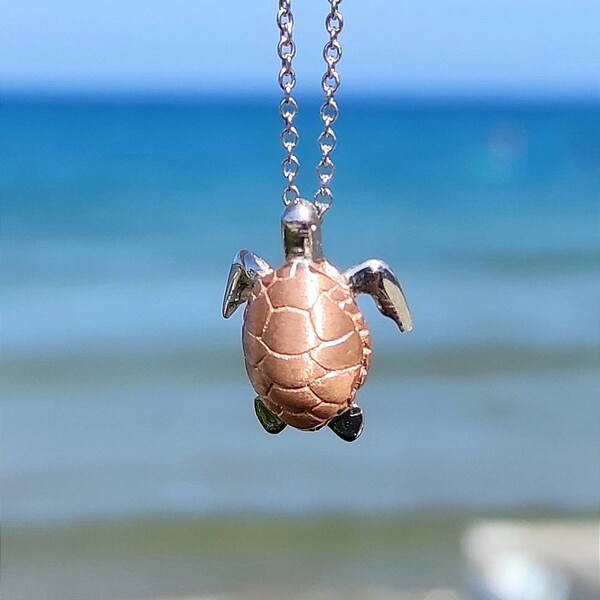 Turtles necklace Sterling silver 4 colors Pink-yellow-white-carbon  Adjustable silver chain16,5-17,7inchs Necklace charm  For sea lover