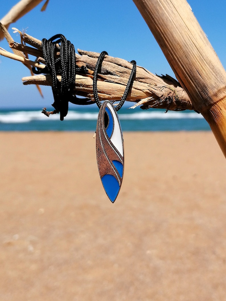Surf Necklace / Silver 925 Surfboard With Colored Resin / Etsy