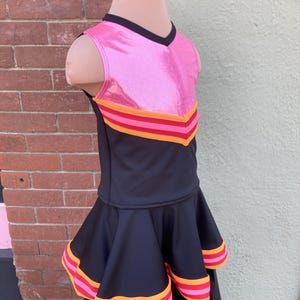Cheer Outfit Hot Pink Black and Orange in Girls Sizes