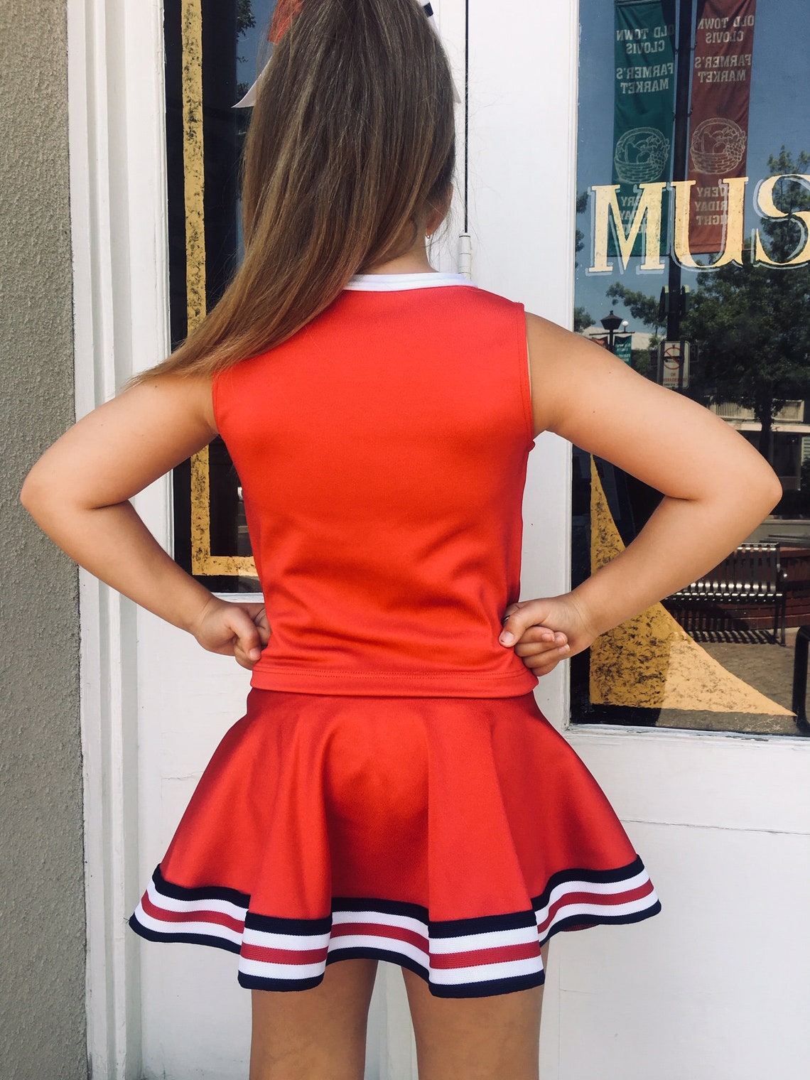 Girls Cheer Uniform Red/White/Navy Etsy