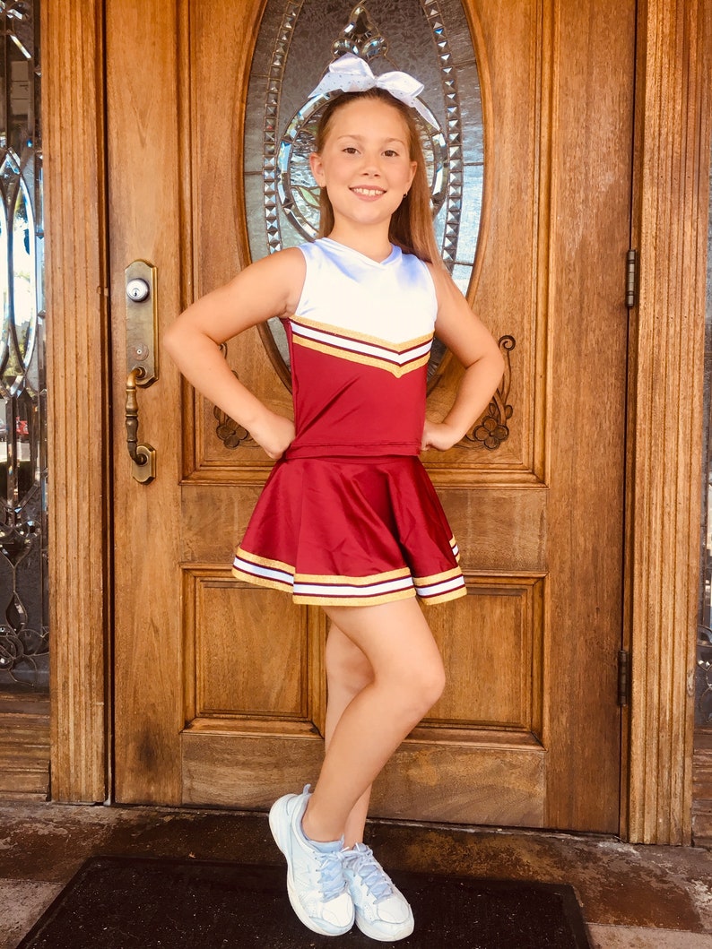 Girls Cheer Uniform Maroon/White/Gold Metallic Etsy