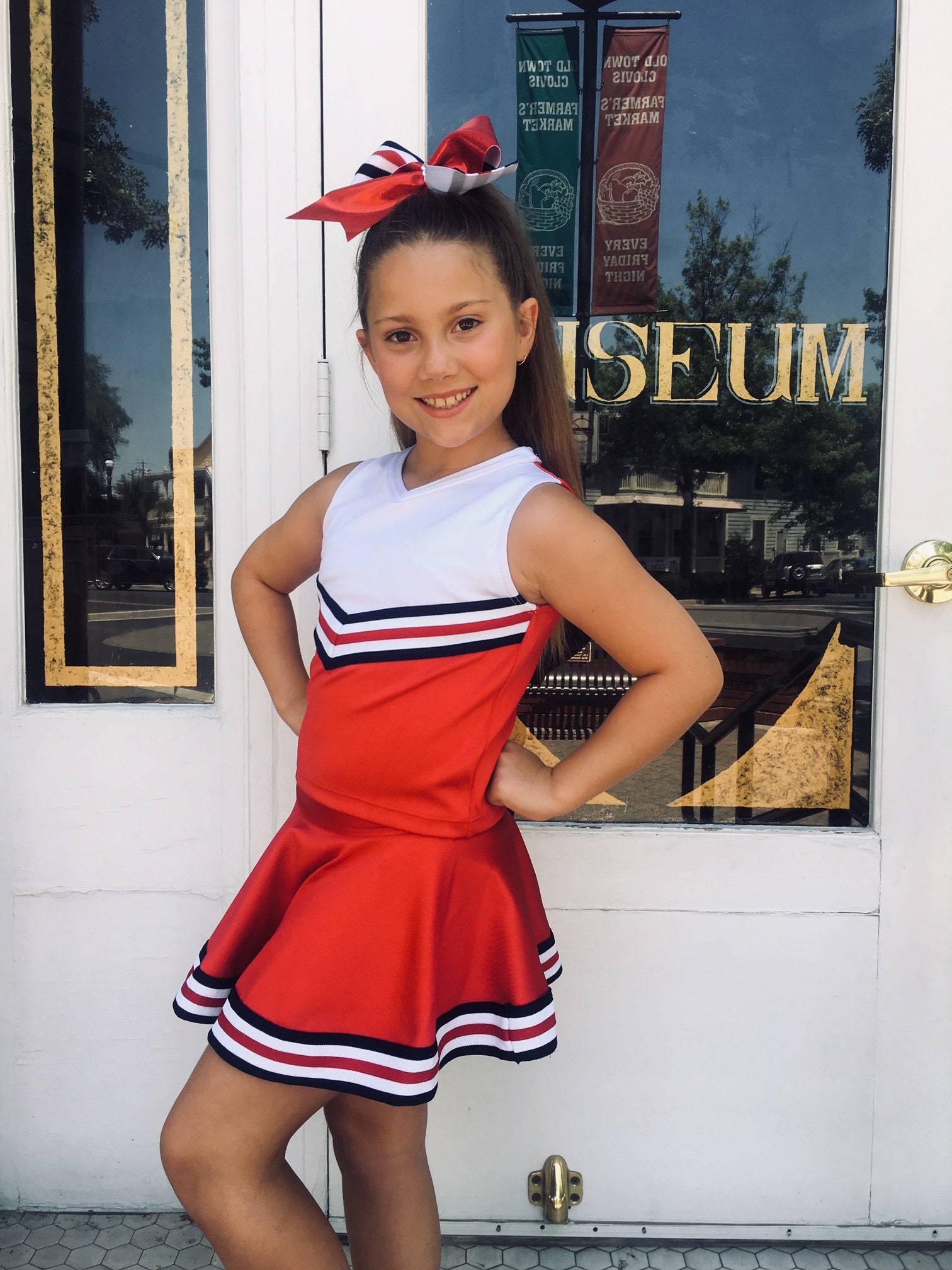 Girls Cheer Uniform Red/White/Navy Etsy