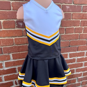 Mädchen Cheer Uniform Schwarz Gelb Weiß In mehreren Größen erhältlich