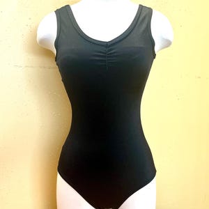 Adult Basic Black V-Neck Tank Style Dancewear Gymnastics Leotard