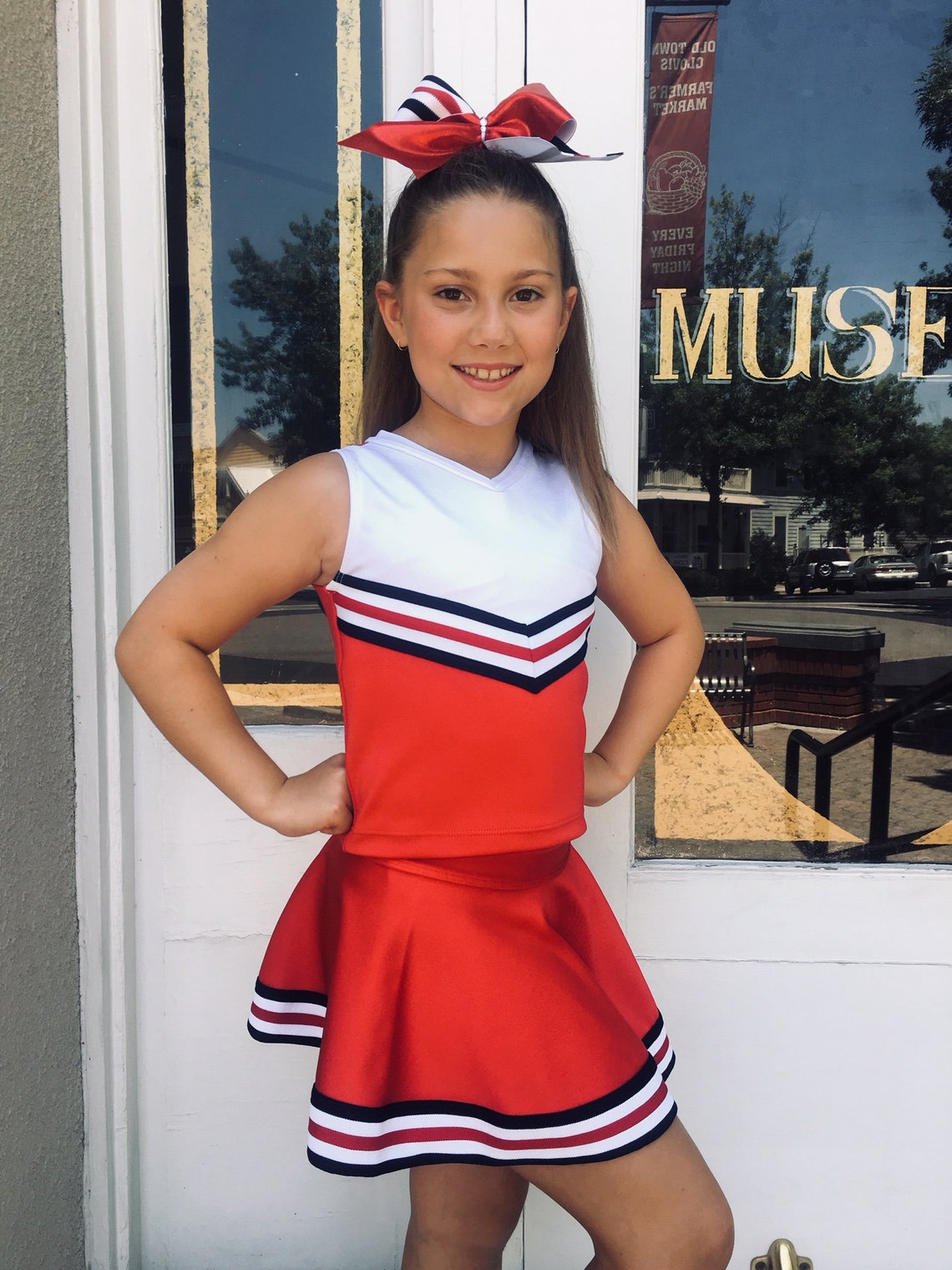 Girls Cheer Uniform Red/White/Navy Etsy