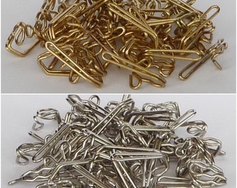 Quality Metal Brass or Silver Finish Curtain Hooks For Pencil Pleat Tape 20s 50s