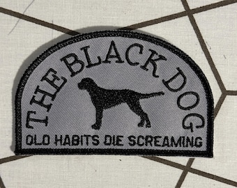 The Black Dog iron on Patch