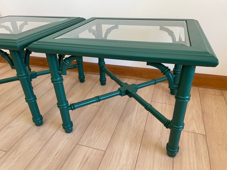 Vintage End Tables // Emerald Green // Faux Bamboo // Modern Etsy