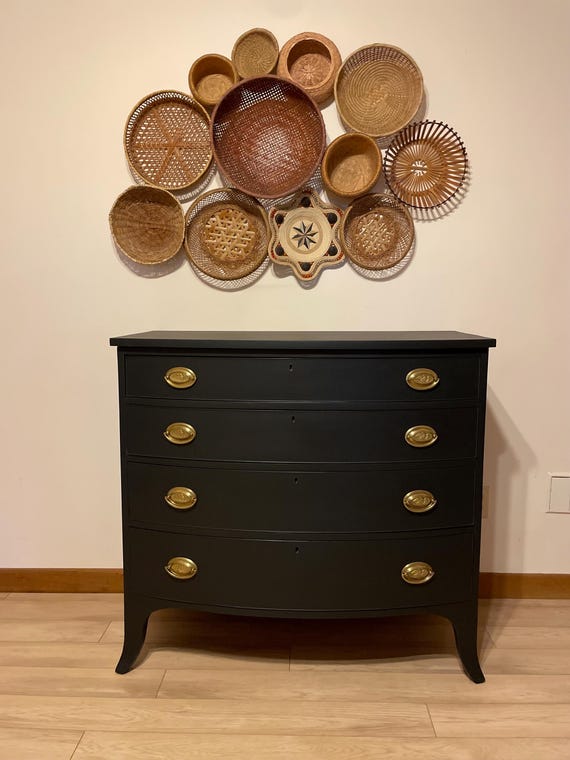 black dresser gold hardware Free Shipping! CASTLE PLACE Glam 6-Drawer with Handles Bedroom Storage Whats more 61.4"W Modern Black Dresser with