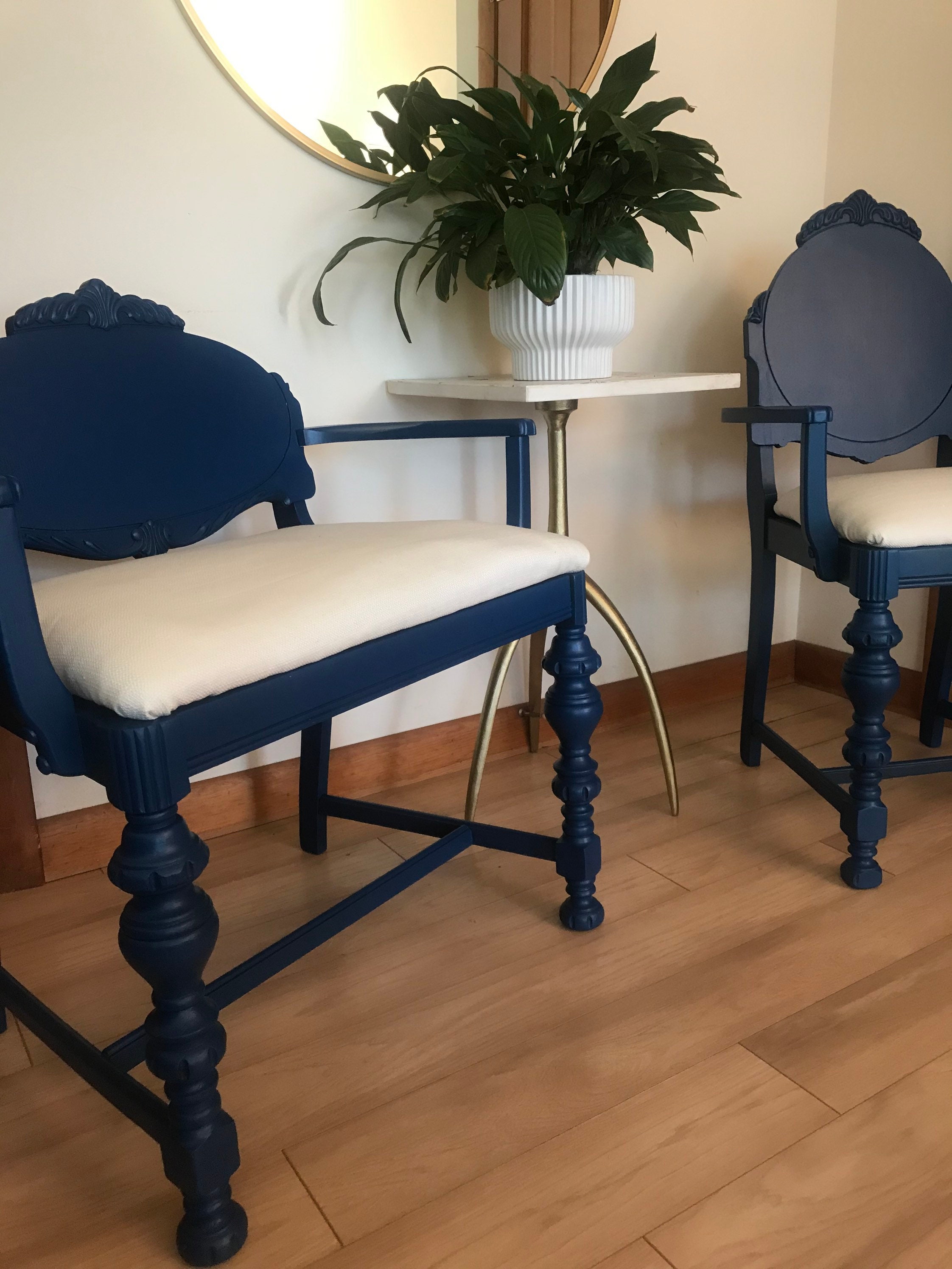 Royal Blue Navy Antique Chairs Set of 2 Antique Chairs Blue Etsy